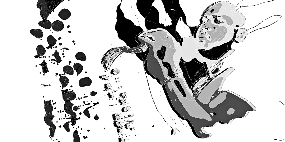 Schwarzweiß-Saxophonporträt von Abraham Burton in grafischer Nahsicht, gesehen und bearbeitet von Hans Kahlmopz für STILLER JAZZ